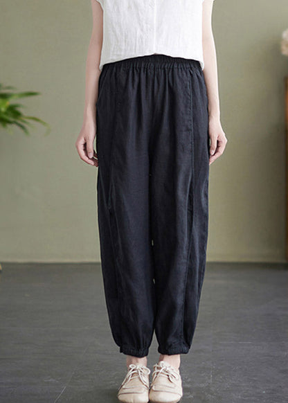 Black High Waist Cozy Crop Pants