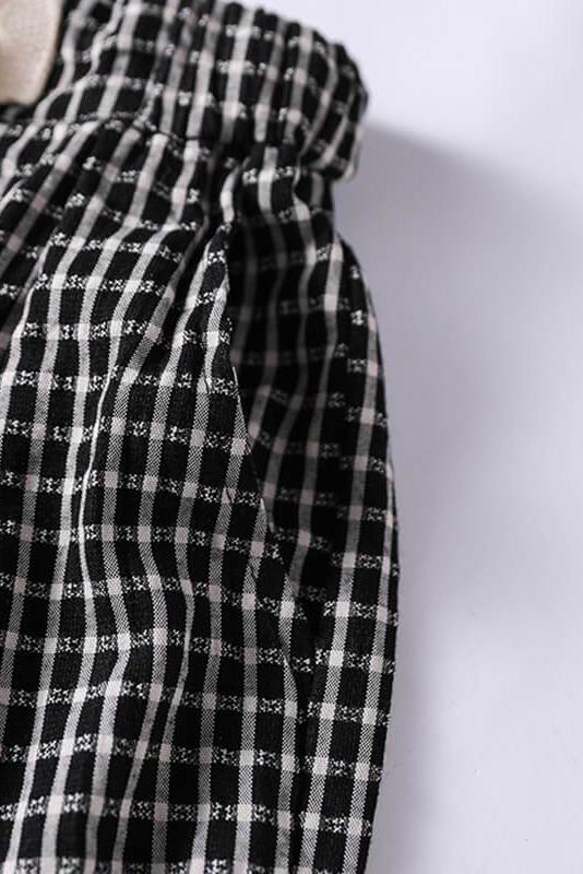 Cotton Linen Plaid Cinched Pocket Pants