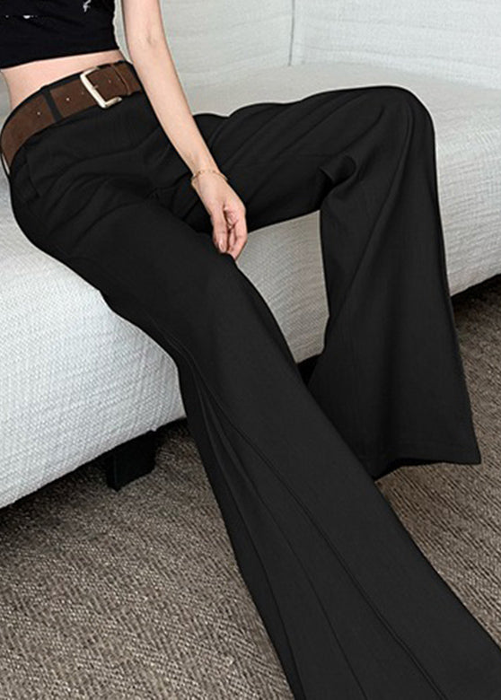 Khaki Pockets Patchwork High Waist Wide Leg Pants Spring