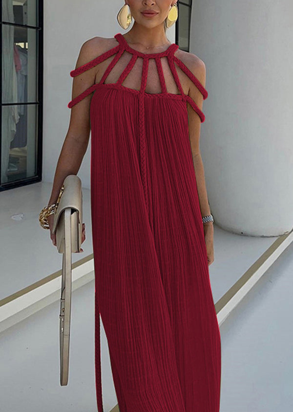 European and American Style Beige Halter Long Dresses Summer
