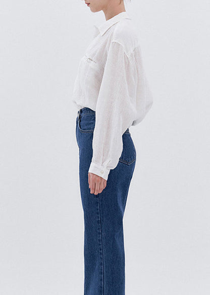 White Peter Pan Collar Linen Blouse Tops Spring