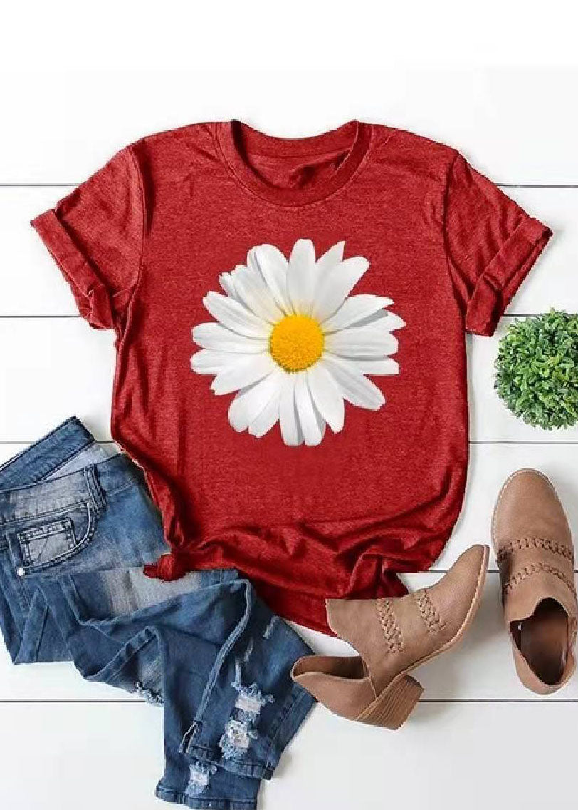 Limited Stock- Shoulder Sleeve Loose Sunflower Printed T-shirt