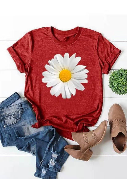 Limited Stock- Shoulder Sleeve Loose Sunflower Printed T-shirt