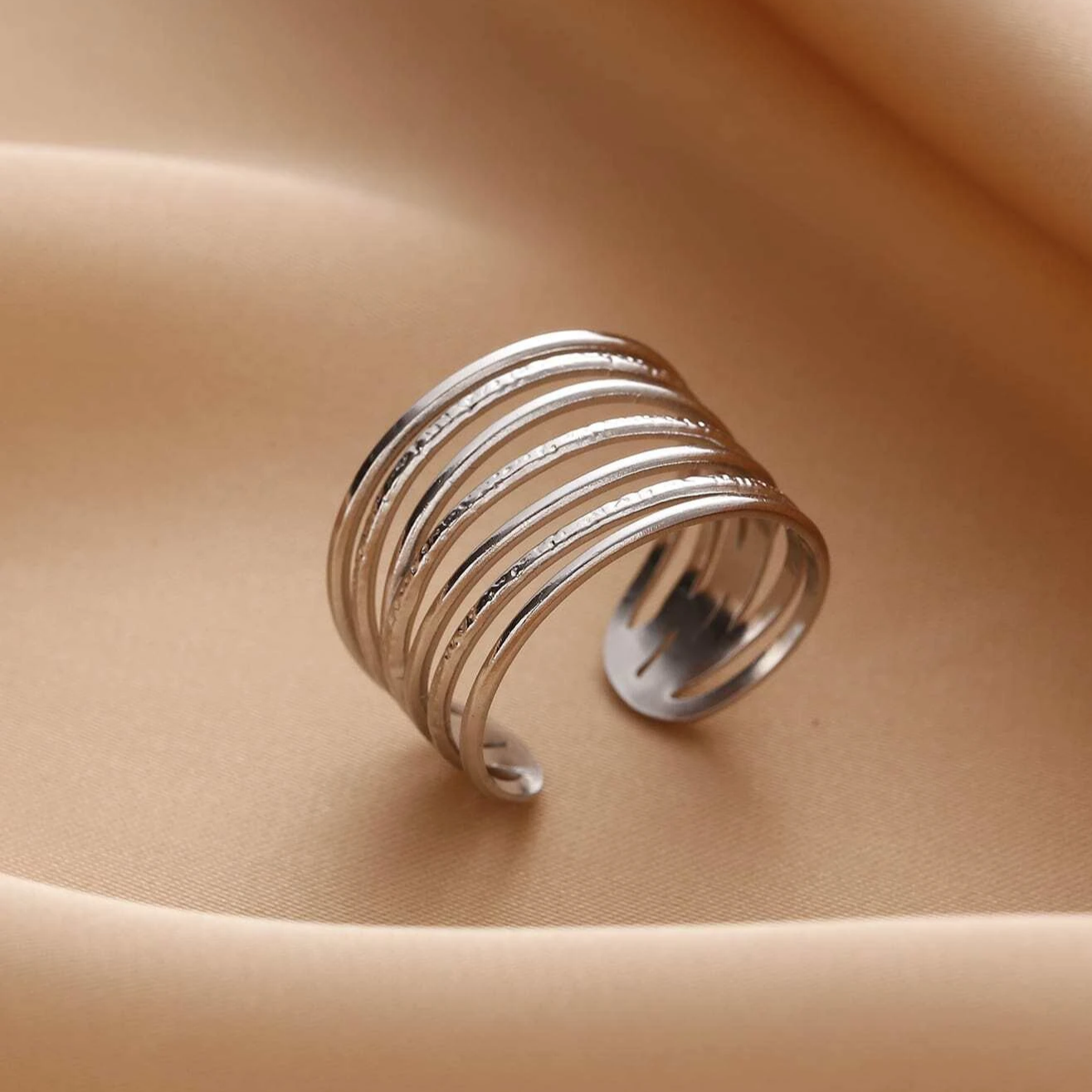 Thin Layered Silver Ring