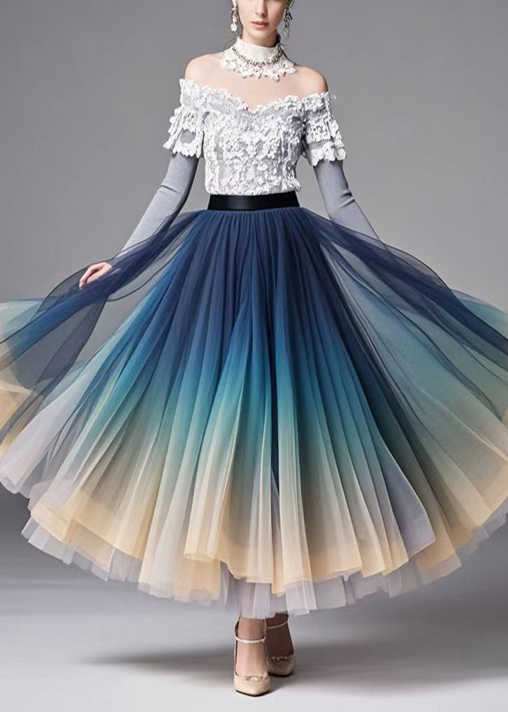 Gradient Color Exra Large Hem Tulle Skirt Fall