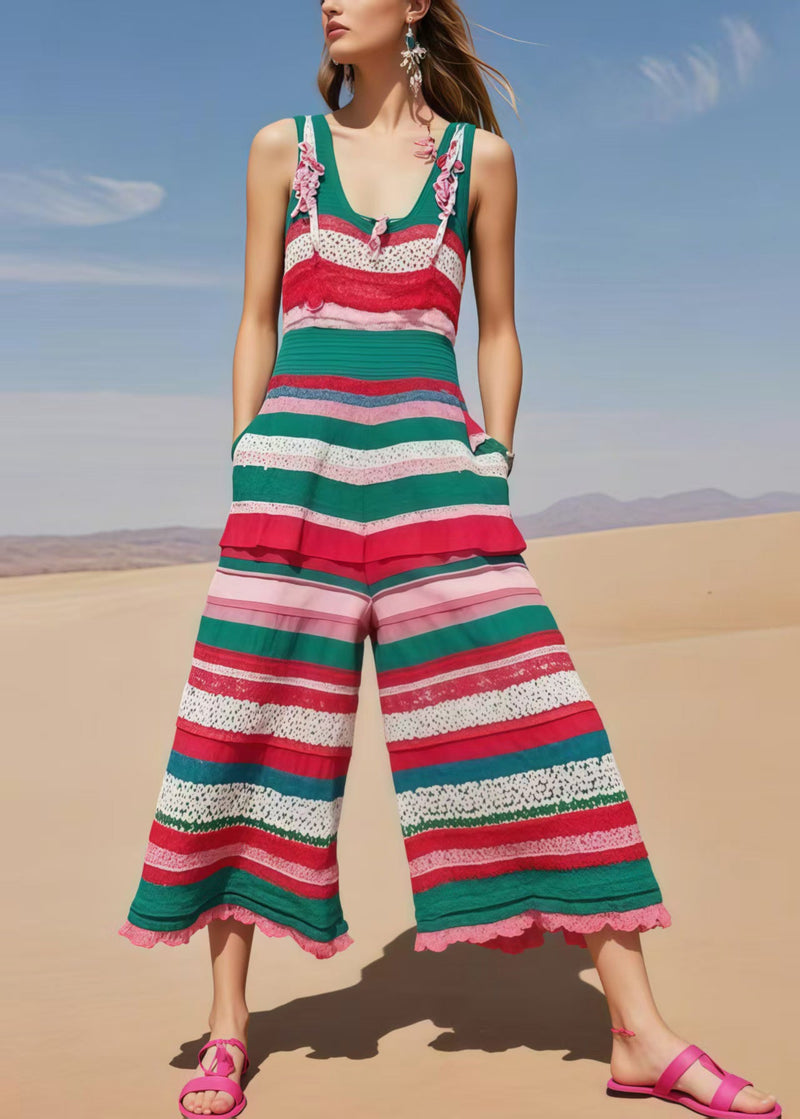 Multicolour Striped Cotton Jumpsuits Summer