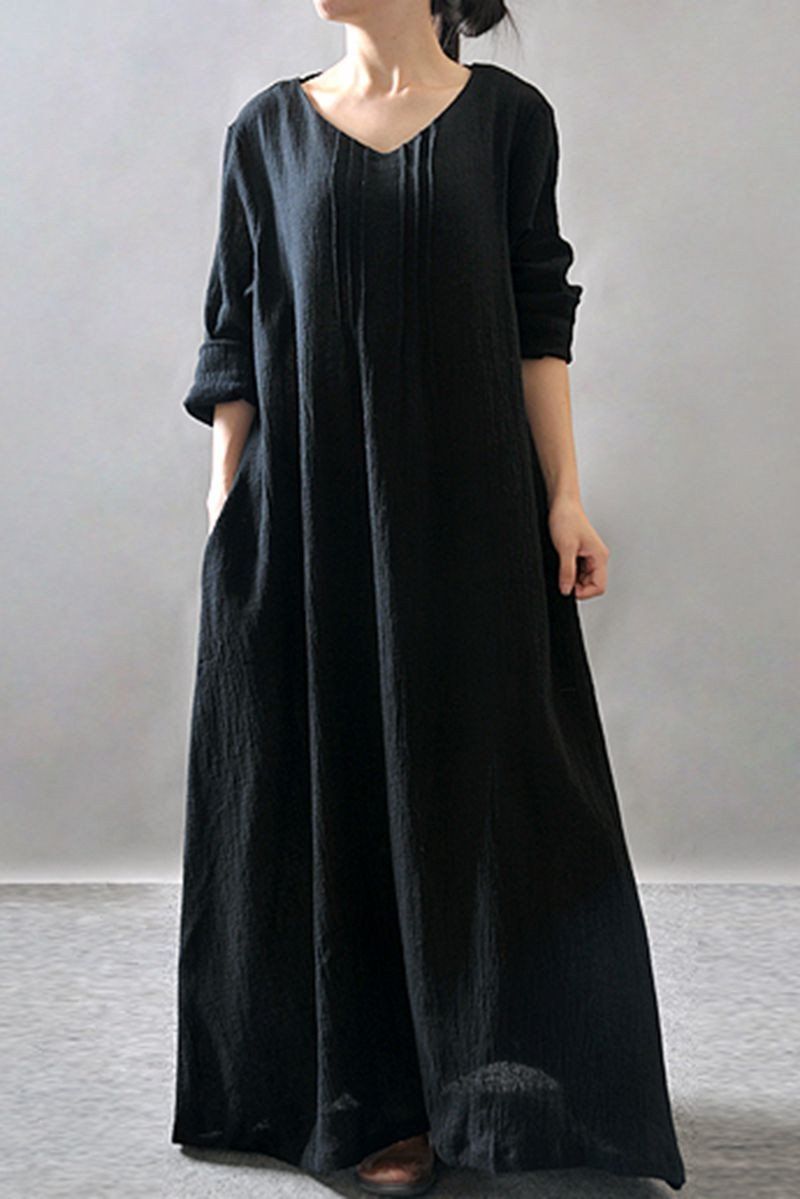 Purple/black/orange Maxi Linen Dresses