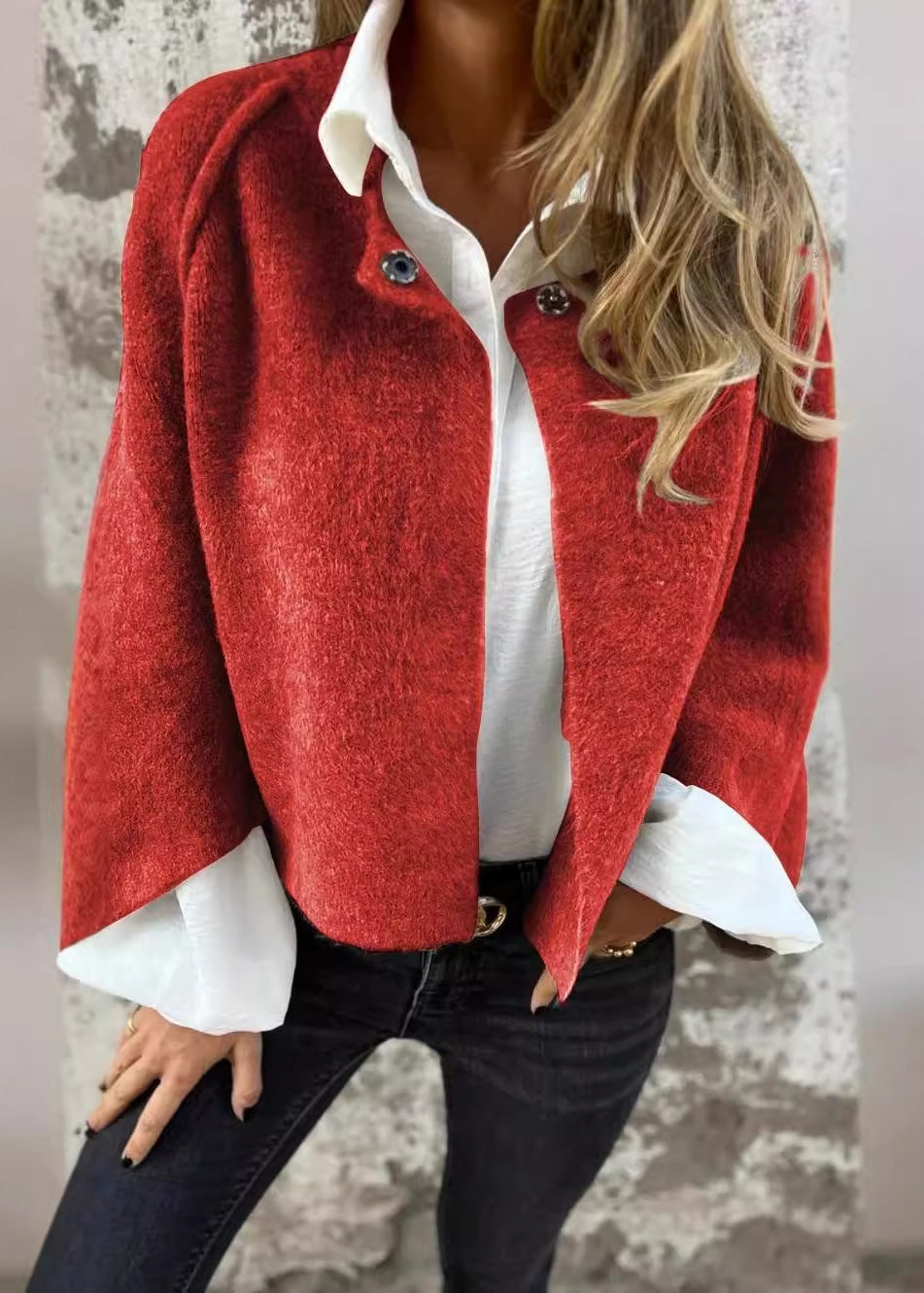 Style Camel O Neck Button Cashmere Short Coat Fall