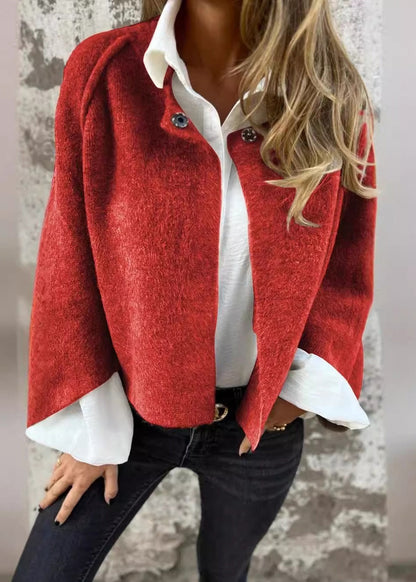 Style Camel O Neck Button Cashmere Short Coat Fall