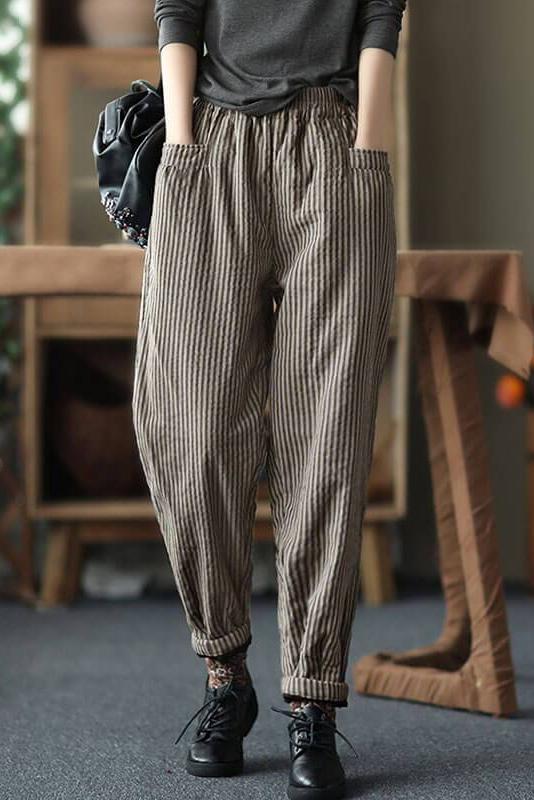 Limited Stock- Winter Pocket Retro Striped Pants
