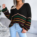Elvira® | Cozy V-neck sweater with colorful stripes