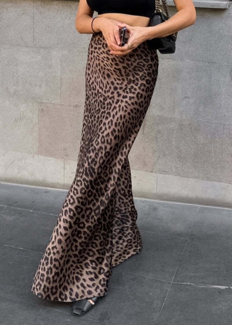 Leopard Print Wrap Buttocks Fishtail Skirt Summer