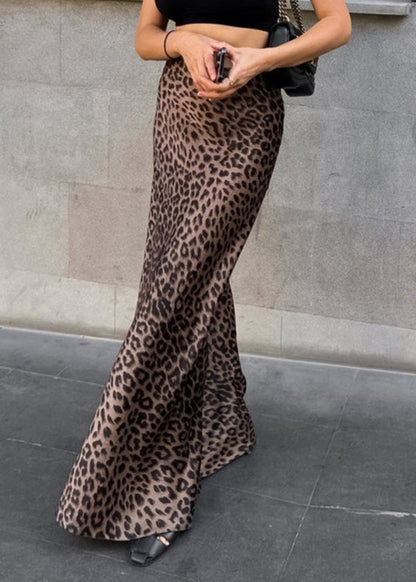 Leopard Print Wrap Buttocks Fishtail Skirt Summer
