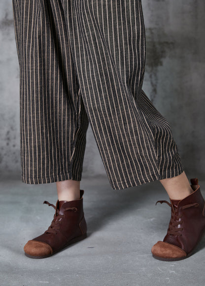 Dull Grey Oversized Striped Linen Harem Pants Summer
