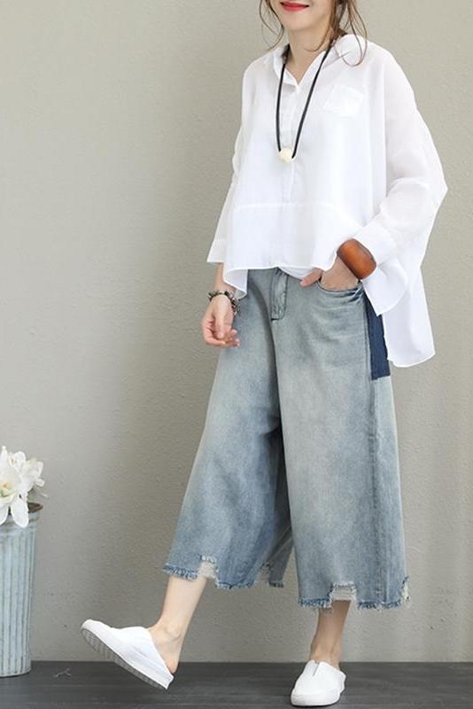 Loose Cotton Shirt Blouse for Autumn