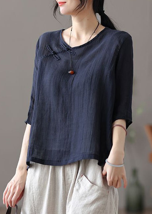New Blackish Green Button Linen Shirts Half Sleeve