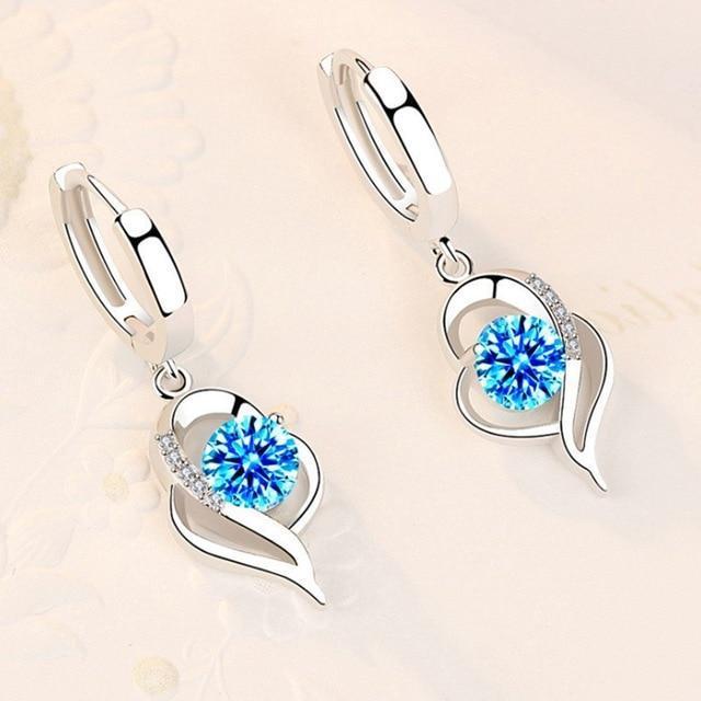 925 Sterling Silver and Zirconia Inlaid Earrings