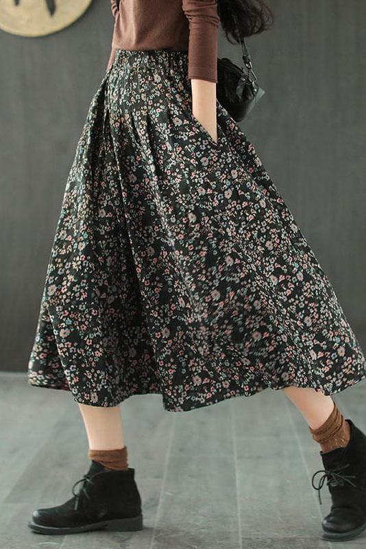 100% Cotton Print Elastic Waist Summer Skirt