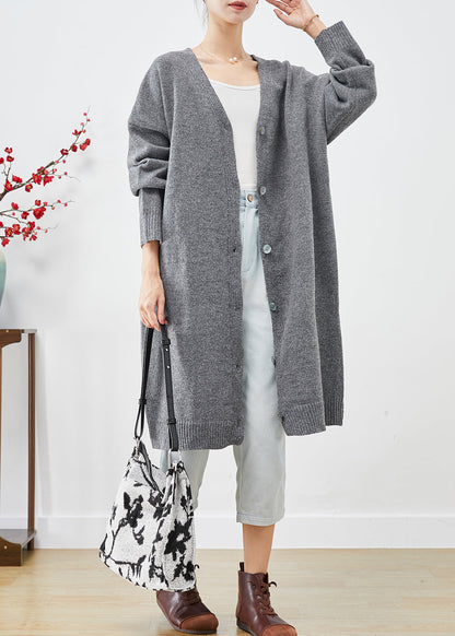 Grey Oversized Cozy Knit Cardigan Spring