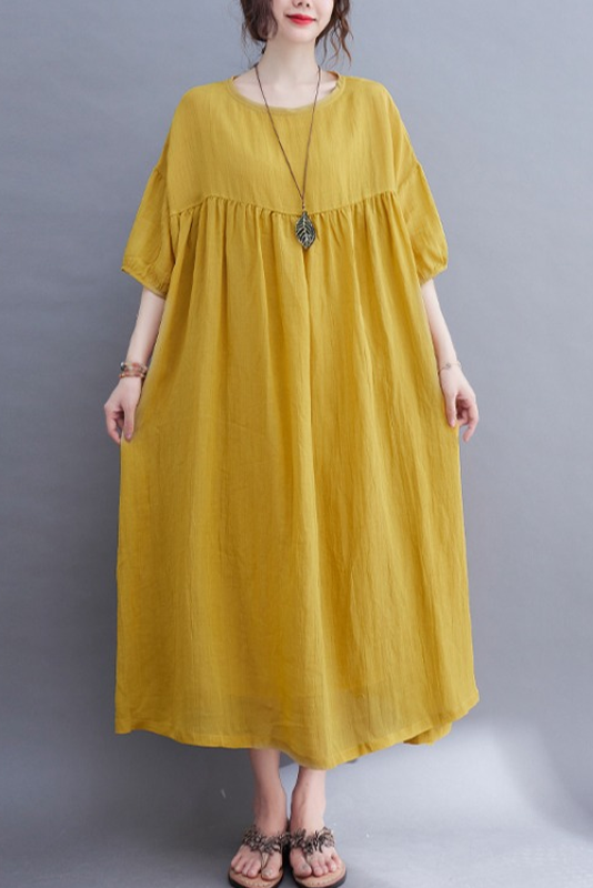 Summer Loose Double Pleated Dress Holiday Style Dress