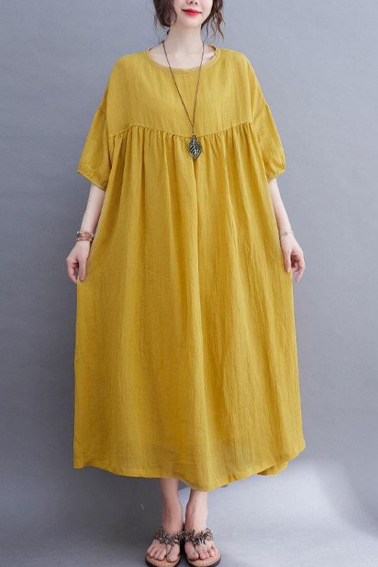 Summer Loose Double Pleated Dress Holiday Style Dress