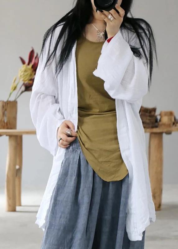 Loose Linen Cotton Carigan for Fitted Simple Color Sun Protection Shirt Coat