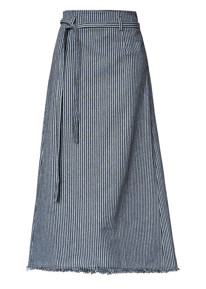 Striped High Waist Tie Waist Maxi Skirts