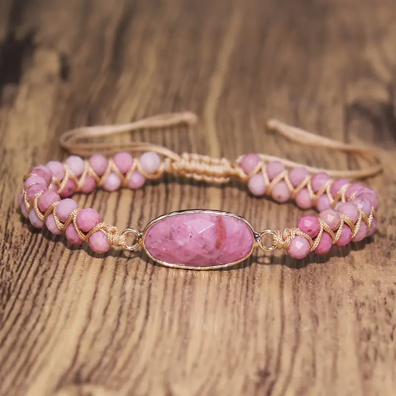 Natural Stone Charm Beaded Bracelet