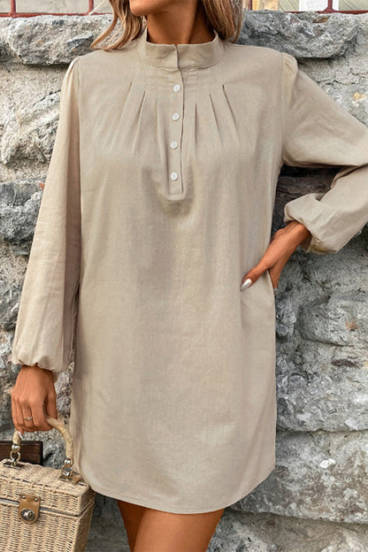 Simplicity Buttons Mandarin Collar a Line Dresses