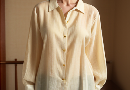 Summer Yellow Breathable Loose Linen Shirt