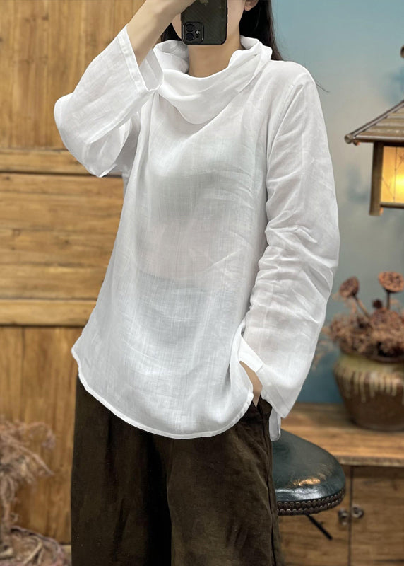 Simple Black Turtleneck Cotton Top Spring