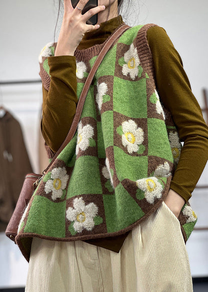 Green Oversized Knit Vests Winter
