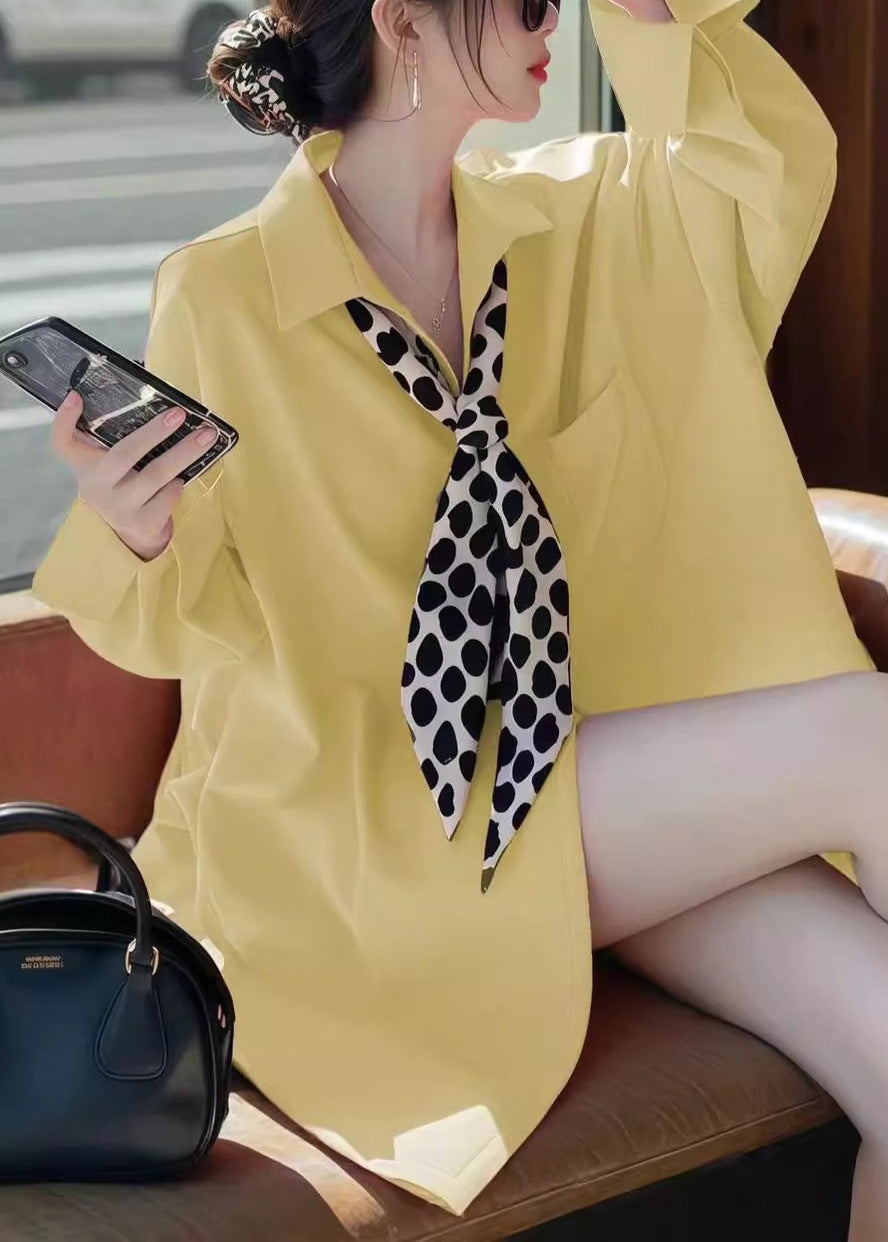 Blue Peter Pan Collar Shirt Spring