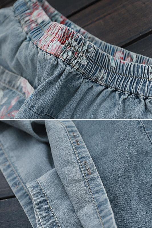 Elastic Waist Denim Cotton Skirt