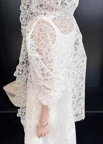 Organic White Hooded Upf 50+ Coat Jacket Flare Sleeveless