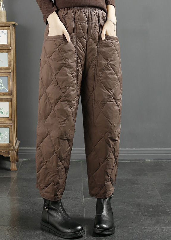 Coffee Pockets Fine Cotton Filled Crop Pants Winter