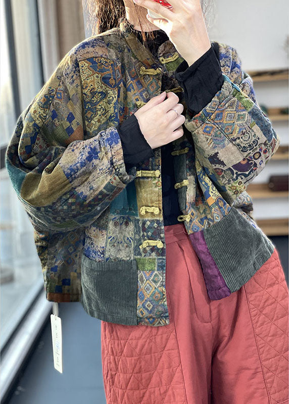 Red Pockets Button Print Fall Long Sleeve Coat