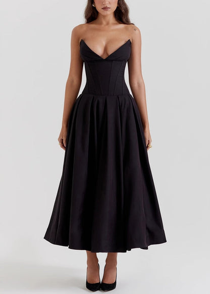 Unique Mulberry Wrinkled Patchwork Cotton Strapless Dress Summer