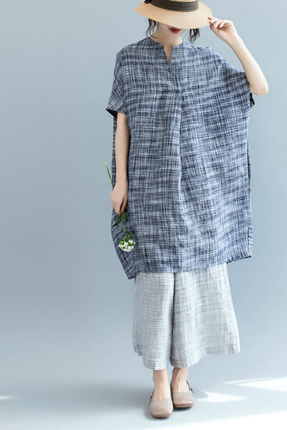 Summer Loose Bat Style Dress Linen Clothes for
