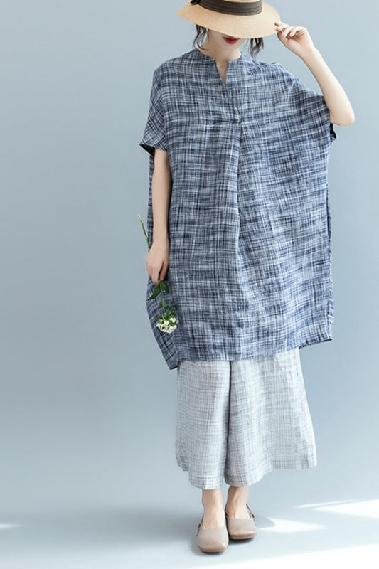 Summer Loose Bat Style Dress Linen Clothes for