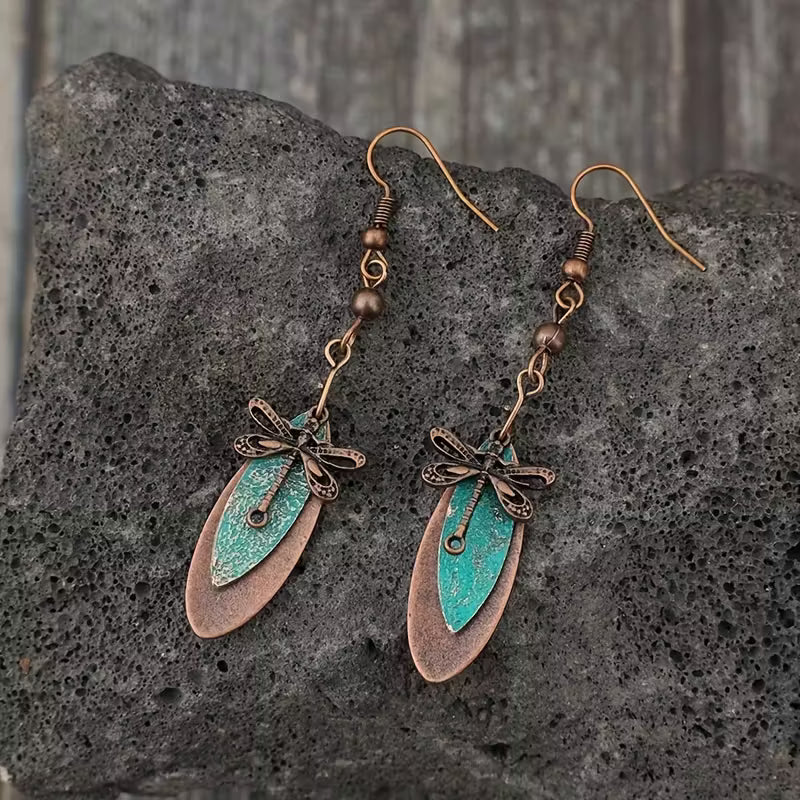 Verdant Dragonfly Whisper Drop Earrings
