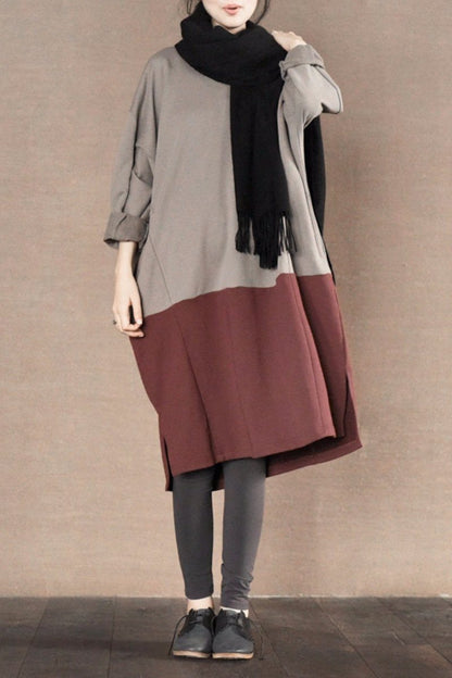 Spell Color Fleece Dress Warm Winter Cotton Top Causel Outfits