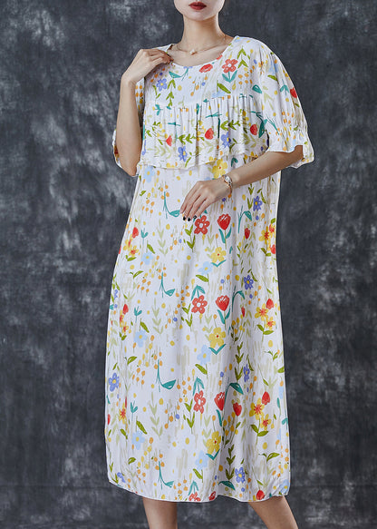 White Print Patchwork Cotton Dress Summer
