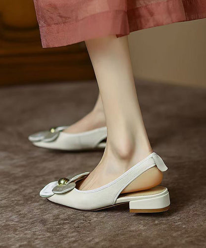 Classy Red Cowhide Leather Soft Splicing Flats
