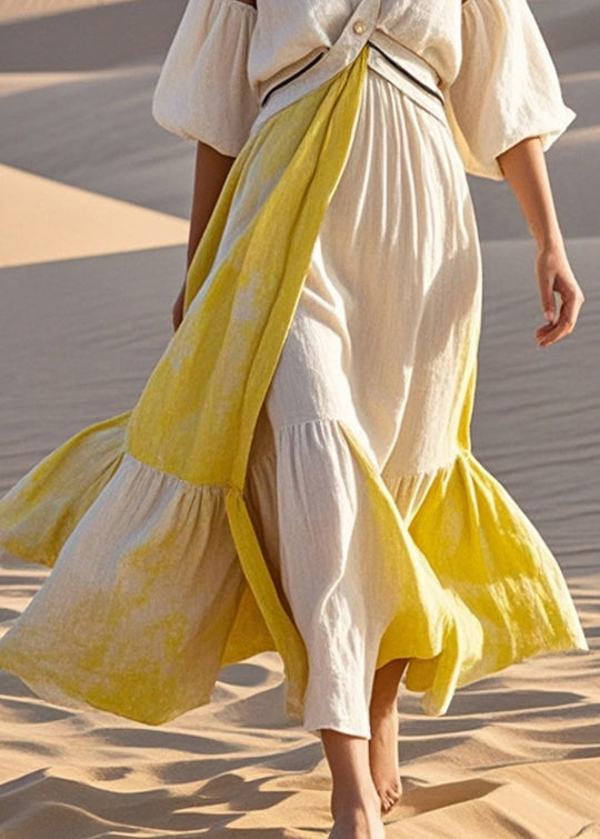 Diy White Cold Shoulder Tie Dye Cotton Maxi Dresses Summer