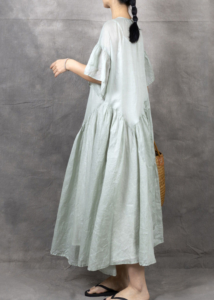 Black Wrinkled Patchwork Maxi Dress Short Sleeve