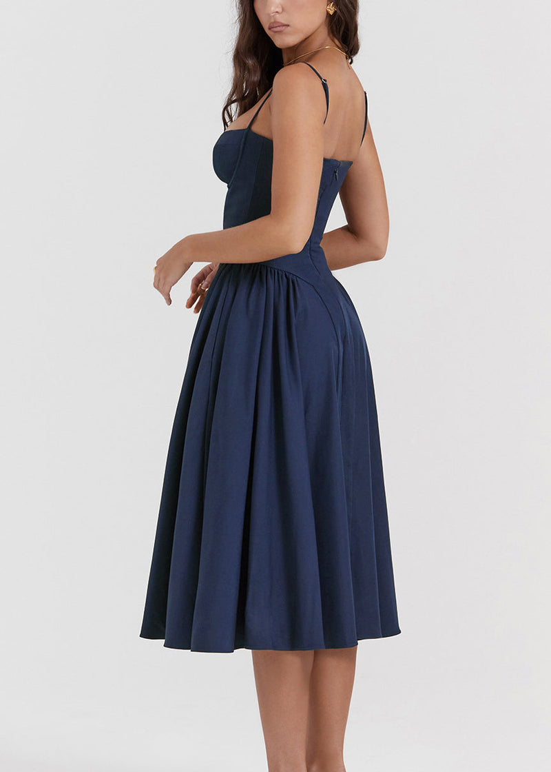 Black Bustier Top Cotton Spaghetti Strap Dress Sleeveless