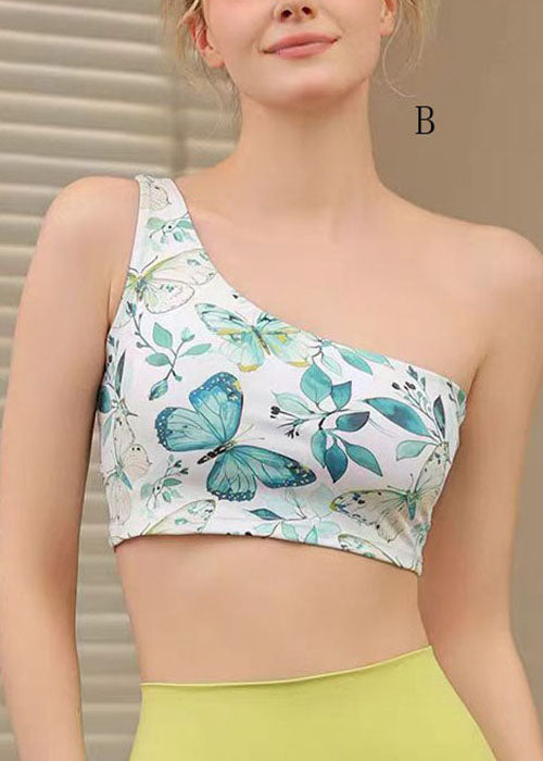 Print One Shoulder Sports Bra Tank Top