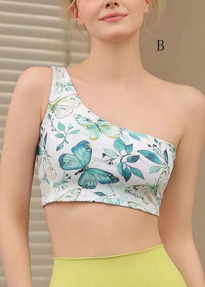 Print One Shoulder Sports Bra Tank Top