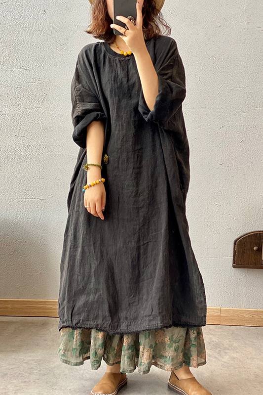 Summer Linen Long Dress Color Thin Robe